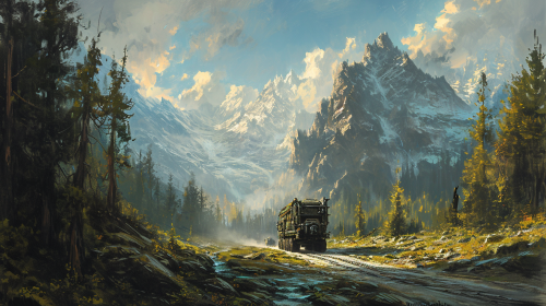 Image of heavily armored high fantasy caravan