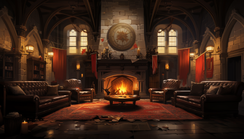 Illustration of office room in fantasy castle
