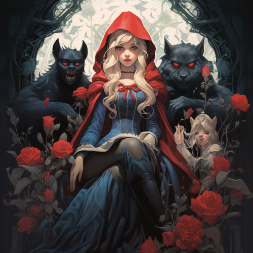 Gothic fairy tale characters illustration