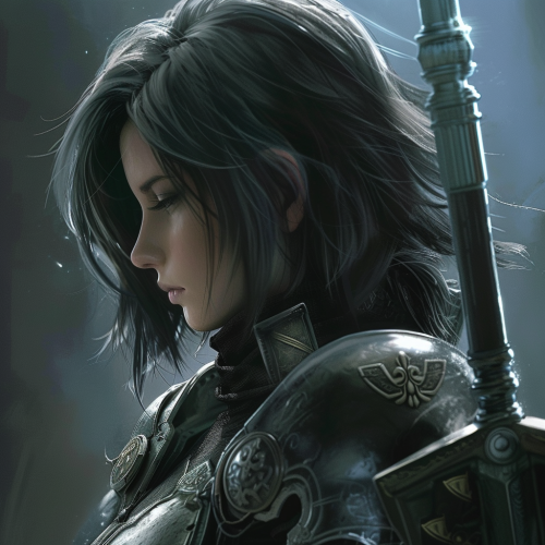 Fantasy Woman with Masculine Appearance and Black Hair