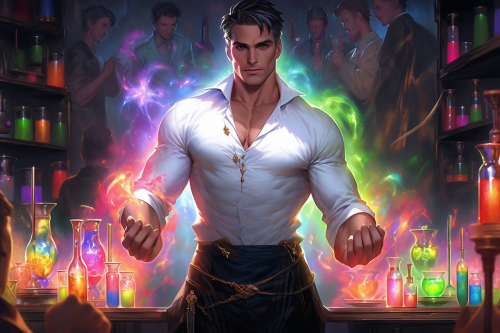 Young man in magic academy uniform smiling