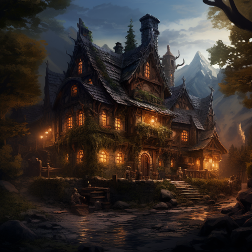 Beautiful fantasy art of the Adventurers Lodge
