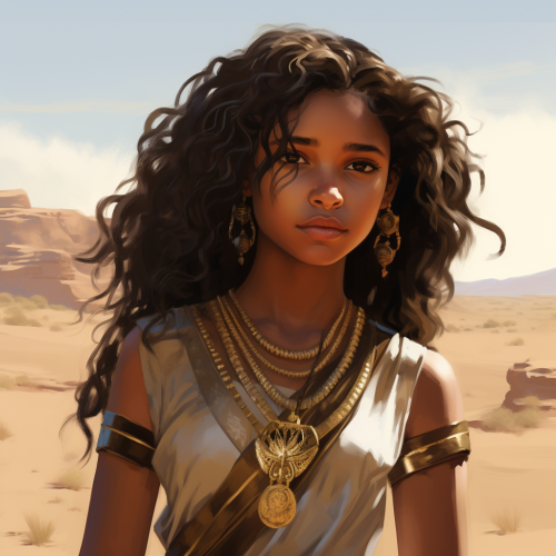 Young girl in fantasy desert