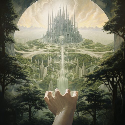 Beautiful Fantasy Forest City Painting