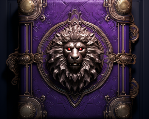 Leather Bound Book Purple Wax Seal Lion Icon