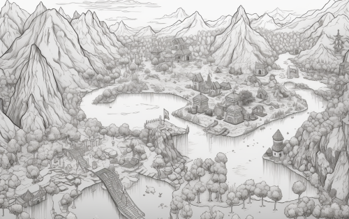 Detailed fantasy RPG game map illustration