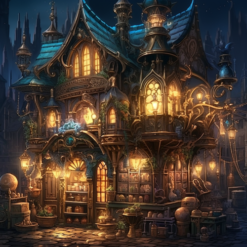 Illustration of a Fantasy Weapon Shop