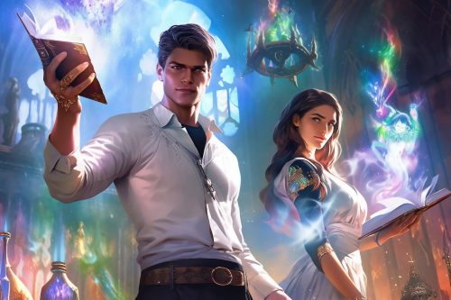 Stunning young man in magical academy uniform