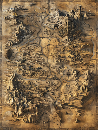 Stone Carved Fantasy World Map
