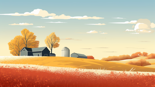 Beautiful farm with tall trees