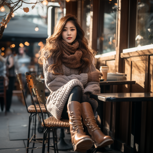 Beautiful Korean Woman in Winter Fashion