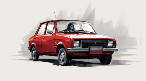 Sketch of a fast-moving Mehran car Sketch of a fast-moving Mehran car