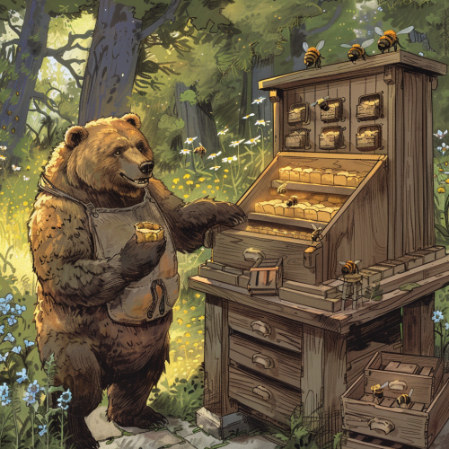 happy grizzly bear beekeeper