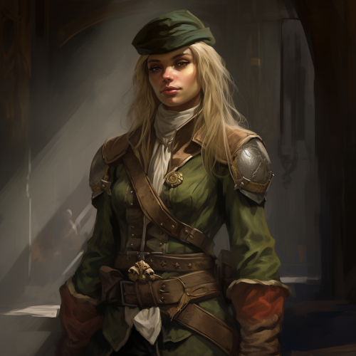 Stern female elf veteran sherriff