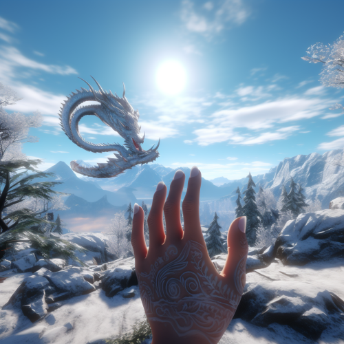 Female hands touching dragon's nose