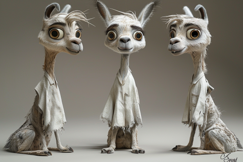 Llama wearing medical gown pose