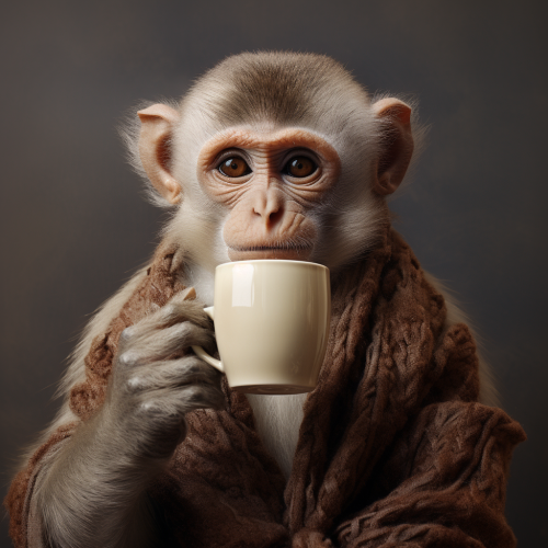 Cute monkey enjoying a cappuccino Cute monkey enjoying a cappuccino