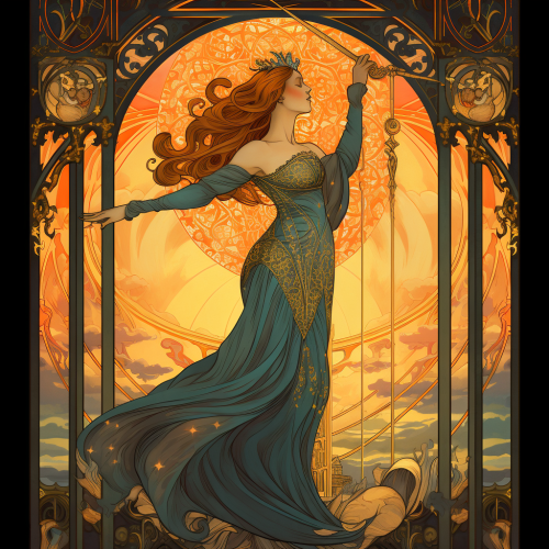 Female Figure in Art Nouveau Tarot Card