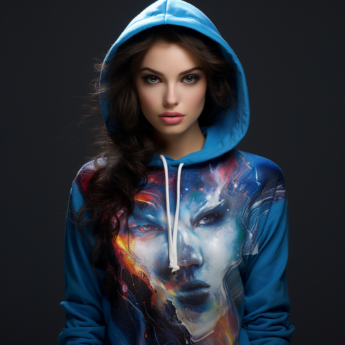Stylish hooded sweatshirt on female model
