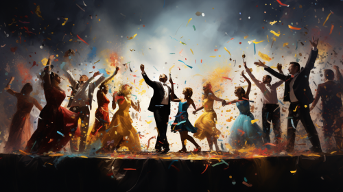 Festive movement and celebration symbols performers