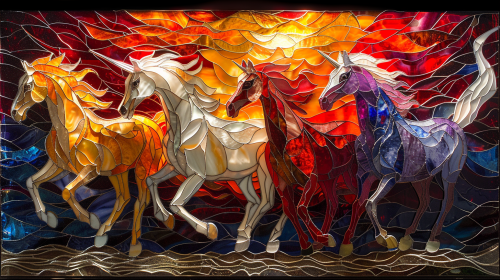 fiery horses stained glass art fiery horses stained glass art