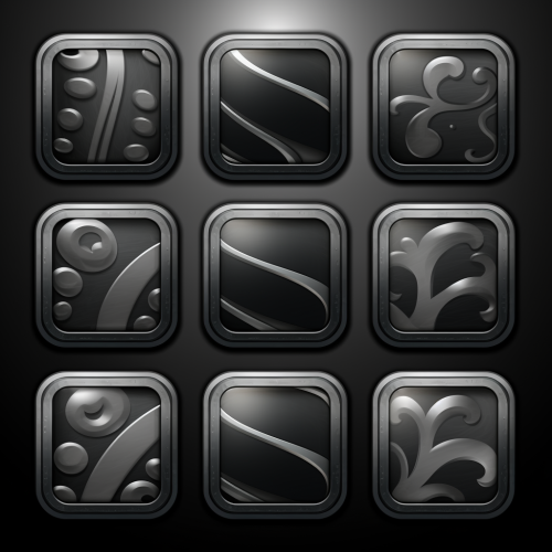 Detailed black and white filmstrip icon sheet