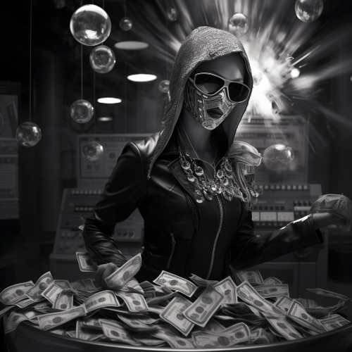 Black and white realistic photo of financial transactions