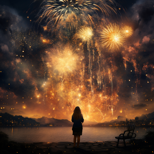 Colorful firework display in the night sky