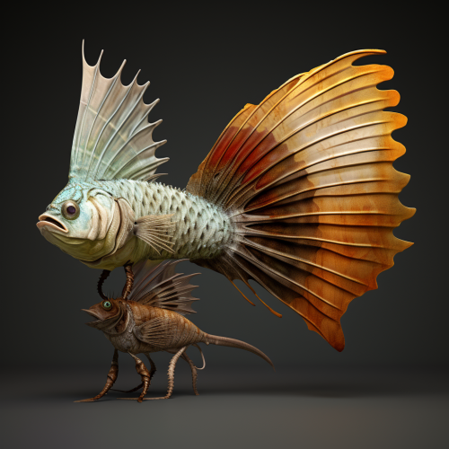 Fish Caterpillar with Wings Side View Fish Caterpillar with Wings Side View
