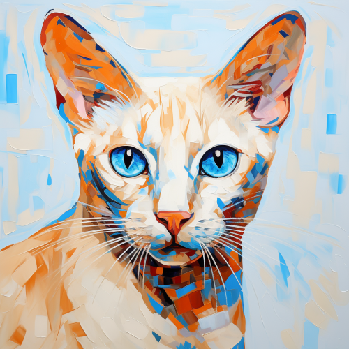 Flame Point Siamese Cat with Picasso-like Style