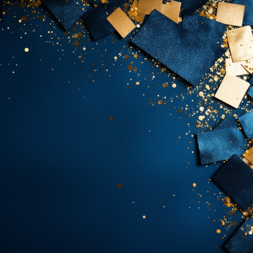 Flat Sapphire Background with Gold Glitter