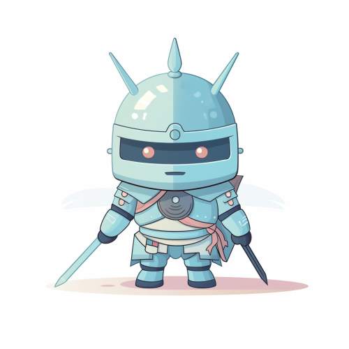Flatshade Cartoon Avatar Heroic Android Samurai