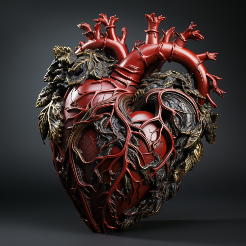 Realistic iron heart with veins and arteries