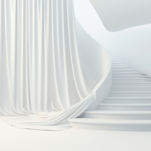 Minimalistic floating white fabric stairs