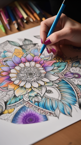Beautiful hand-drawn floral mandalas coloring book Page.
