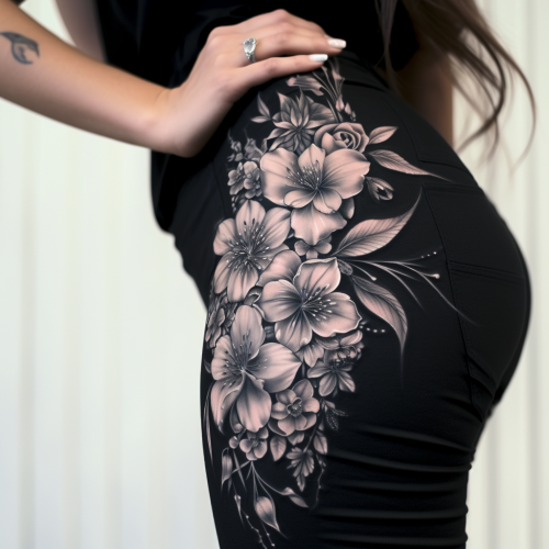 Lily flower tattoo on female side