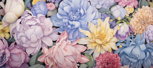 Colorful flower illustration in pencil