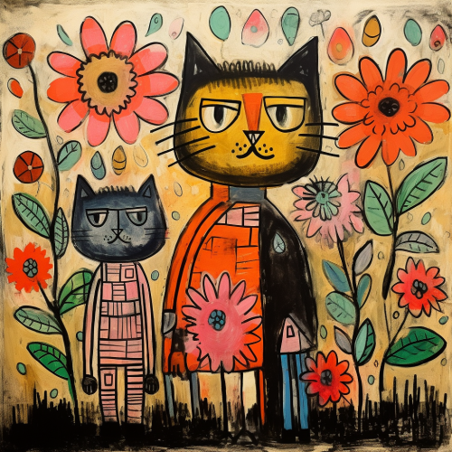 Colorful flowers drawing in a childish style