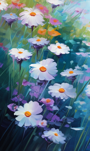 Flowers and Water Painting by the River Flowers and Water Painting by the River