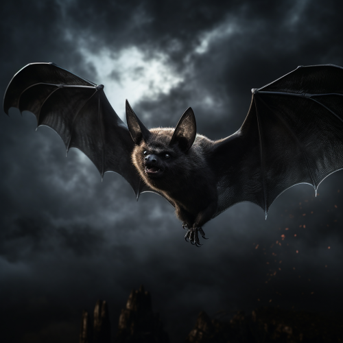 Silhouette of Bat Flying Across the Moon