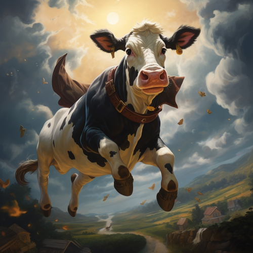 Flying cow illustration