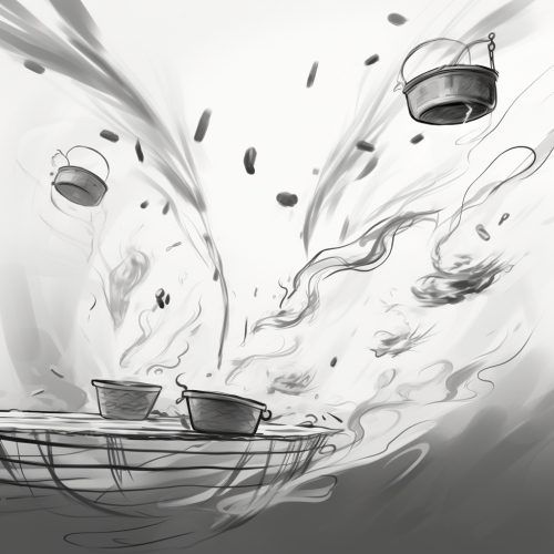 Colorful flying ingredients in modernist painting