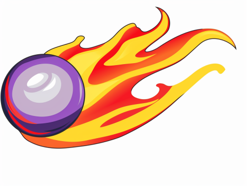 Purple ball with trailing flames
