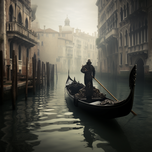 Enchanting Venice canal in mysterious fog