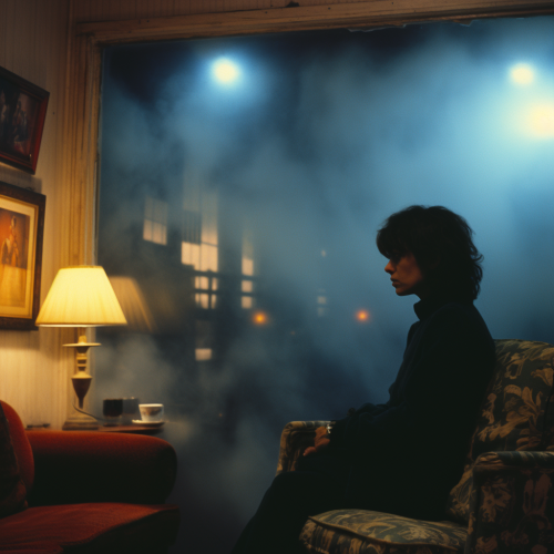 Woman in a mystical foggy room Woman in a mystical foggy room