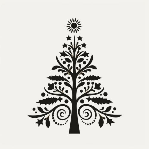 Festive folk art Christmas tree silhouette