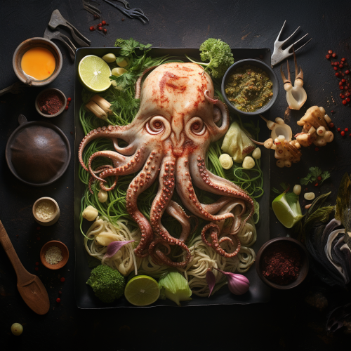 Food Stylist Photo - Restaurant Platters of Cthulu-Style Food Food Stylist Photo - Restaurant Platters of Cthulu-Style Food