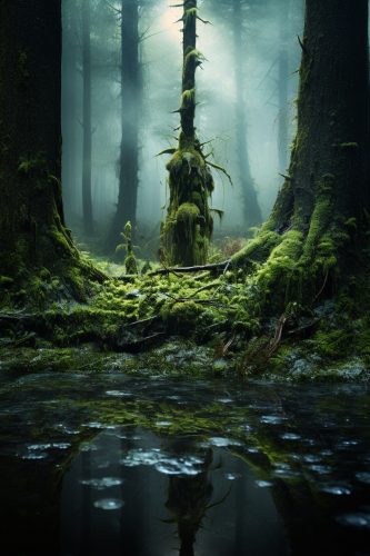 Holographic tree in mesmerizing forest