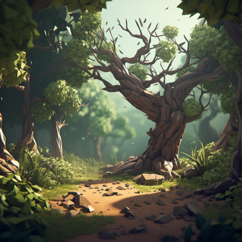 Low poly forest tree branch