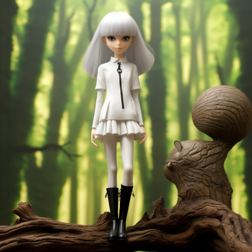 Futuristic forest cartoon character